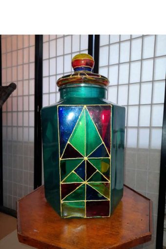 Coloured glass jar 60s/70s