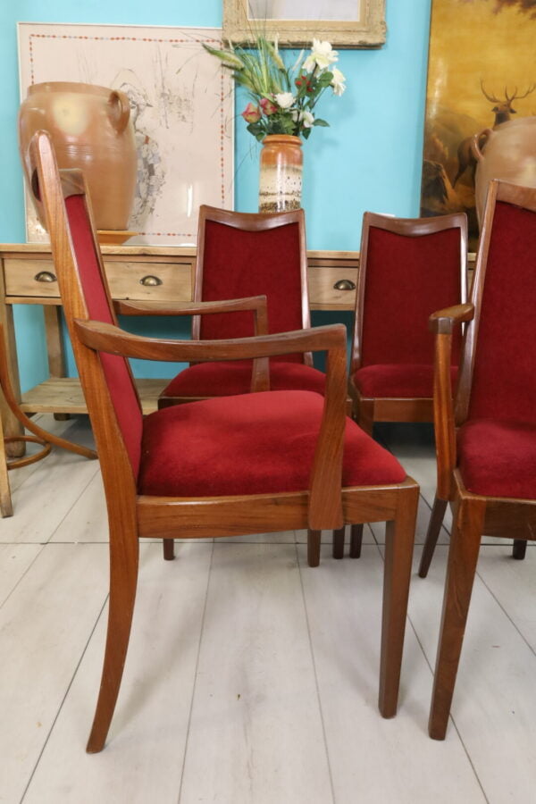 Stühle aus Teak mit weinrotem Bezug - Image 5 | bevintage.ch