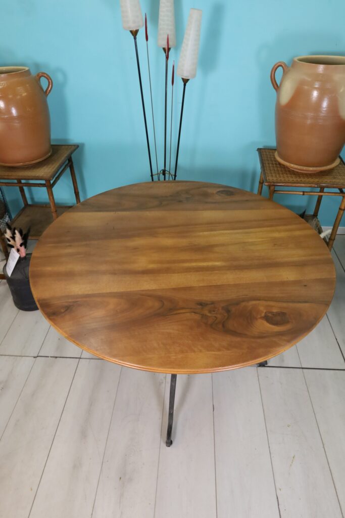 Round walnut table