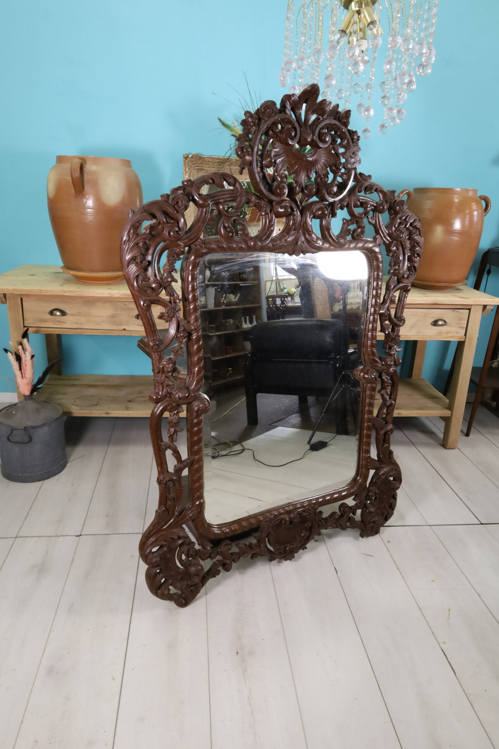 Grand miroir baroque antique grandiose