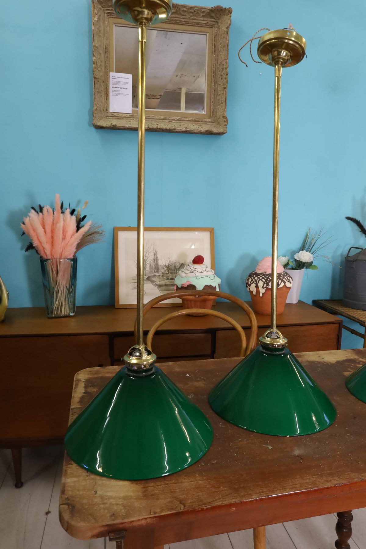 Brass Hanging Lamps in Art Deco Style