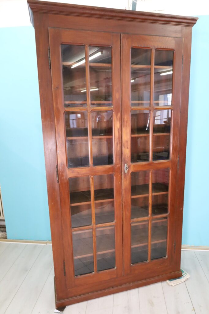 Antique Slender Pine Display Cabinet / Shelf