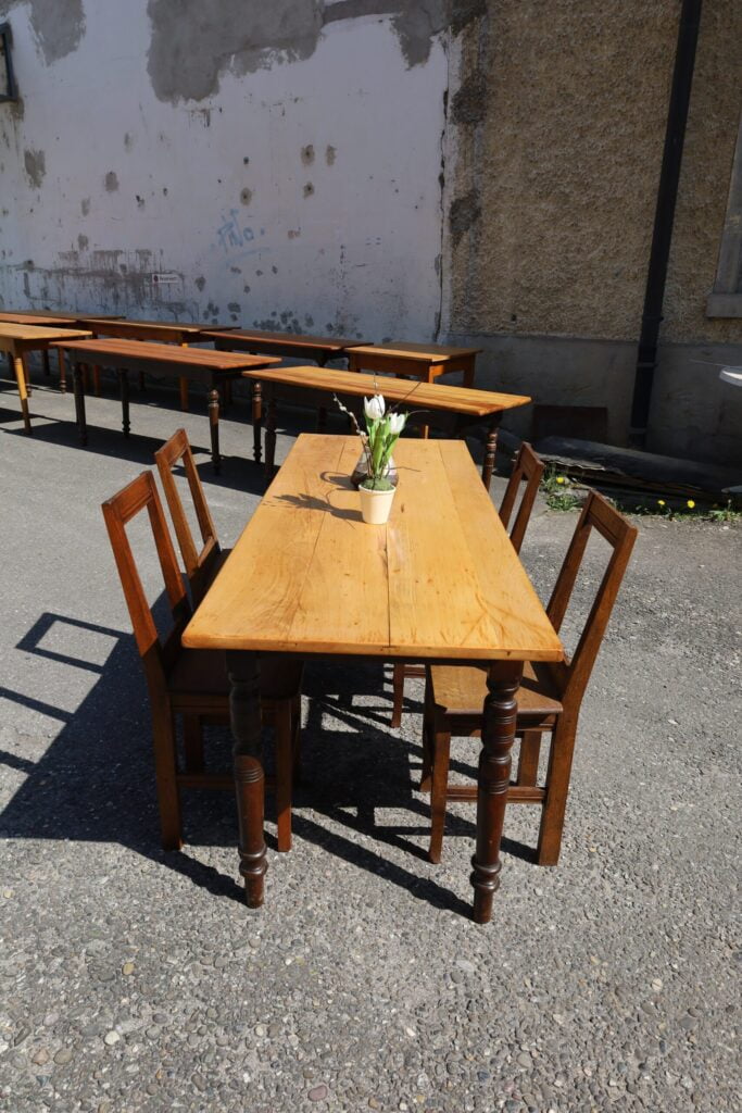 Solid beech wood dining table