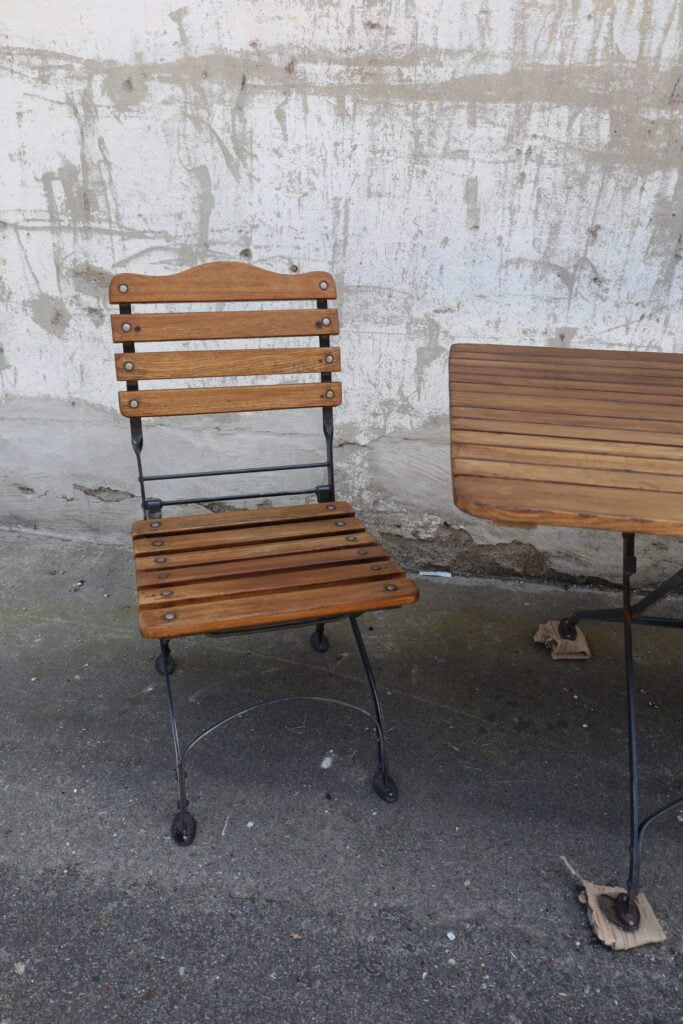 Oak folding garden chairs (reserved)