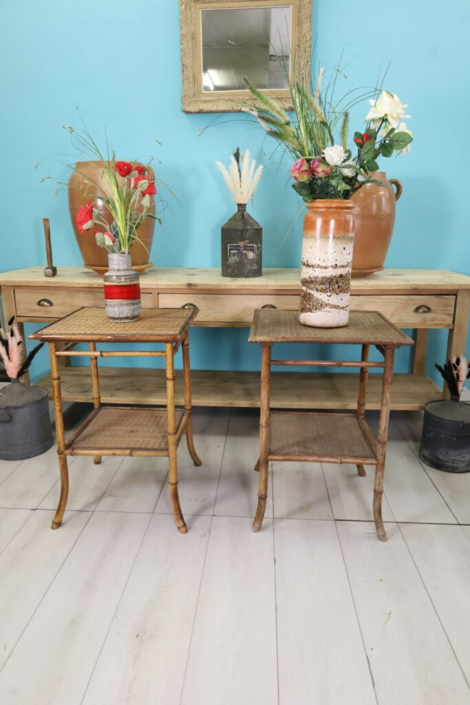 A few antique bamboo side tables