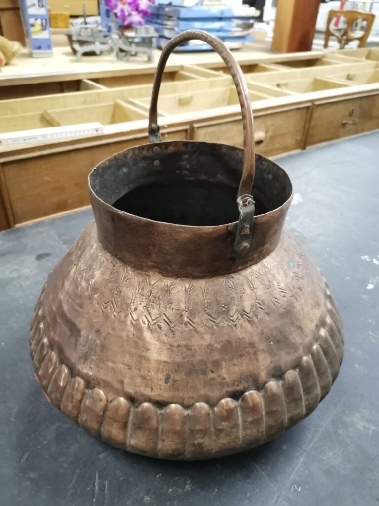 Antique copper pot, hand forged