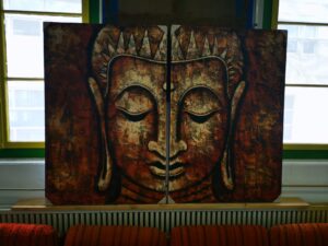 Hand-painted double painting of Buddha