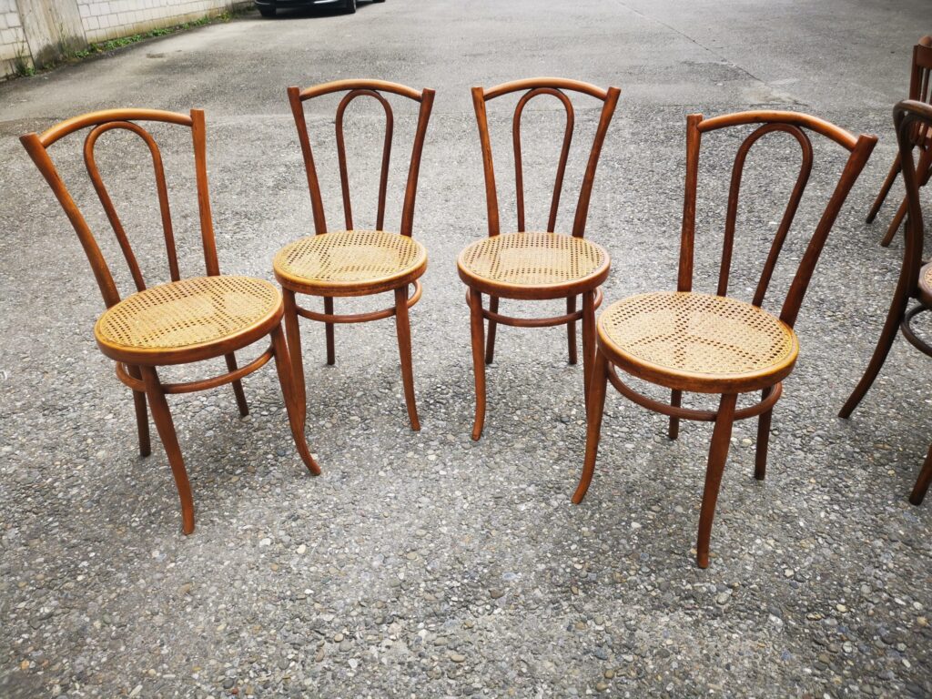 4x antique bentwood chairs with Viennese wickerwork