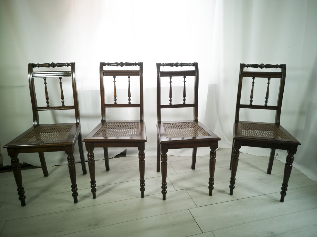 Antike Jugendstil-Stühle mit Geflecht