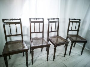 Antike Jugendstil-Stühle mit Geflecht