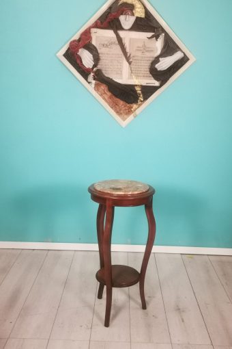 Old flower stand / side table with granite inlay