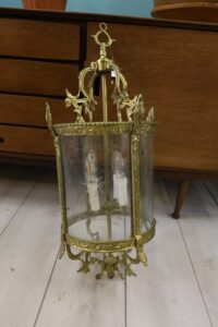 Antique French brass pendant light