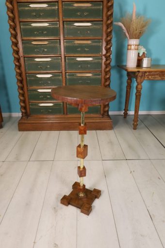 Side table in walnut and brass