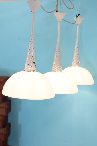 Large set of Mathieu Matégot Holophane lamps