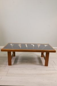 Mid Century Coffee Table with Glass Top