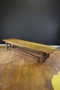 Solid and long oak benches 20th century