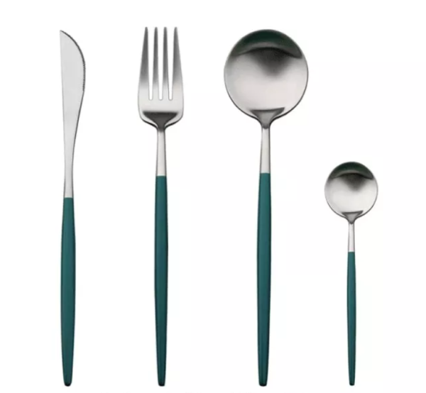 Cutlery green-silver