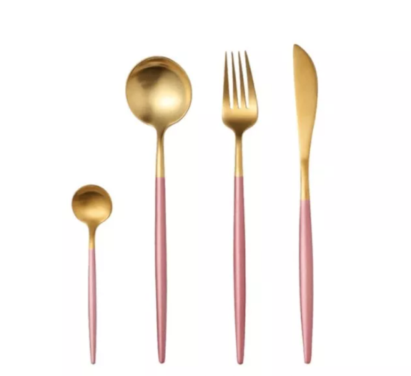 Cutlery pink-gold