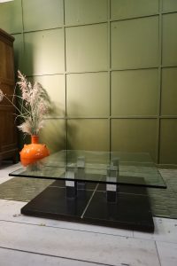 Coffee table - 90s - glass & chrome