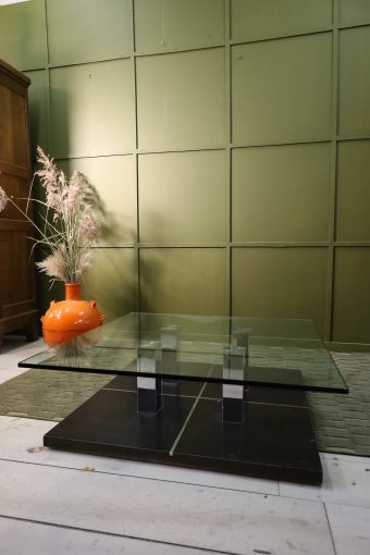 Table de salon - années 90 - verre & chrome