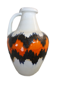 West Germany Fat Lava Vase Mid Century 47x30cm