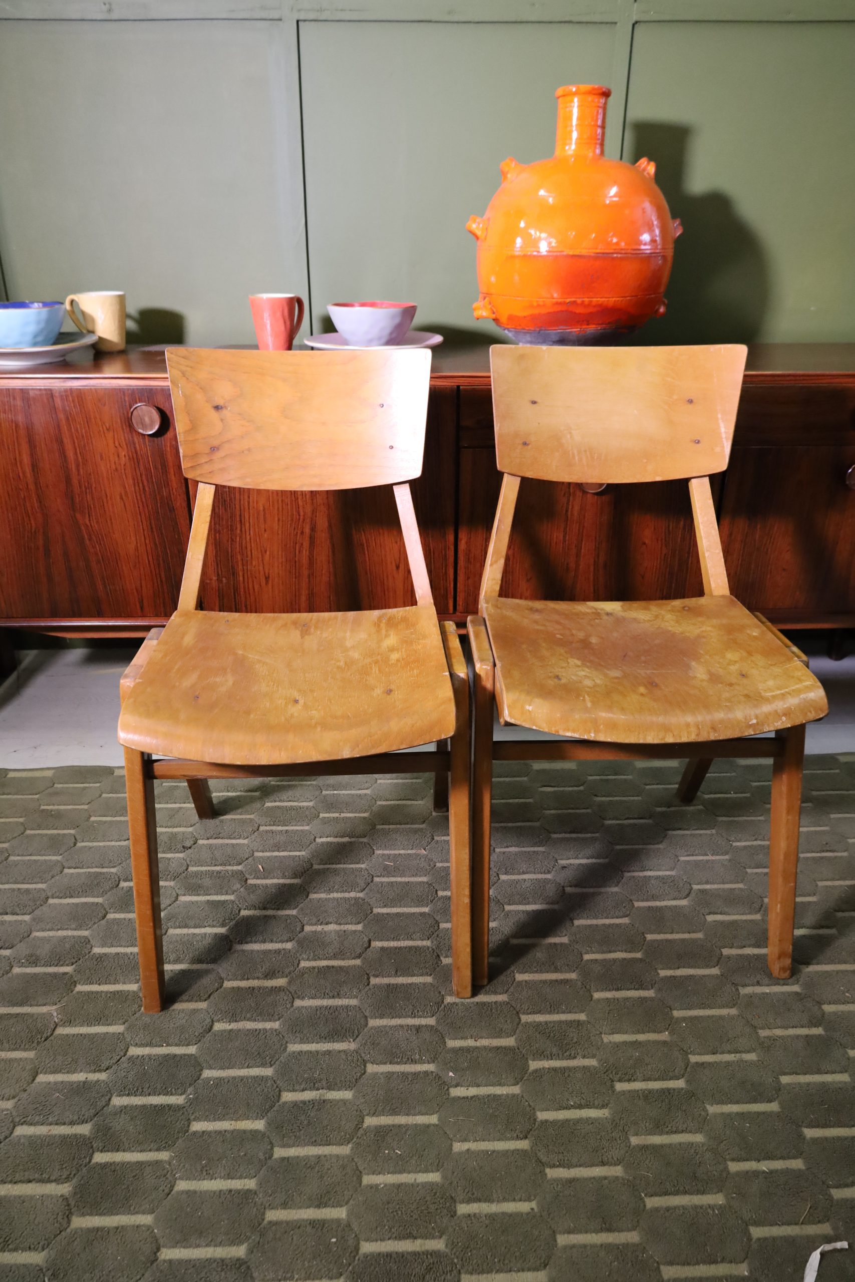 Mid Century beech chairs - 1/10 pcs