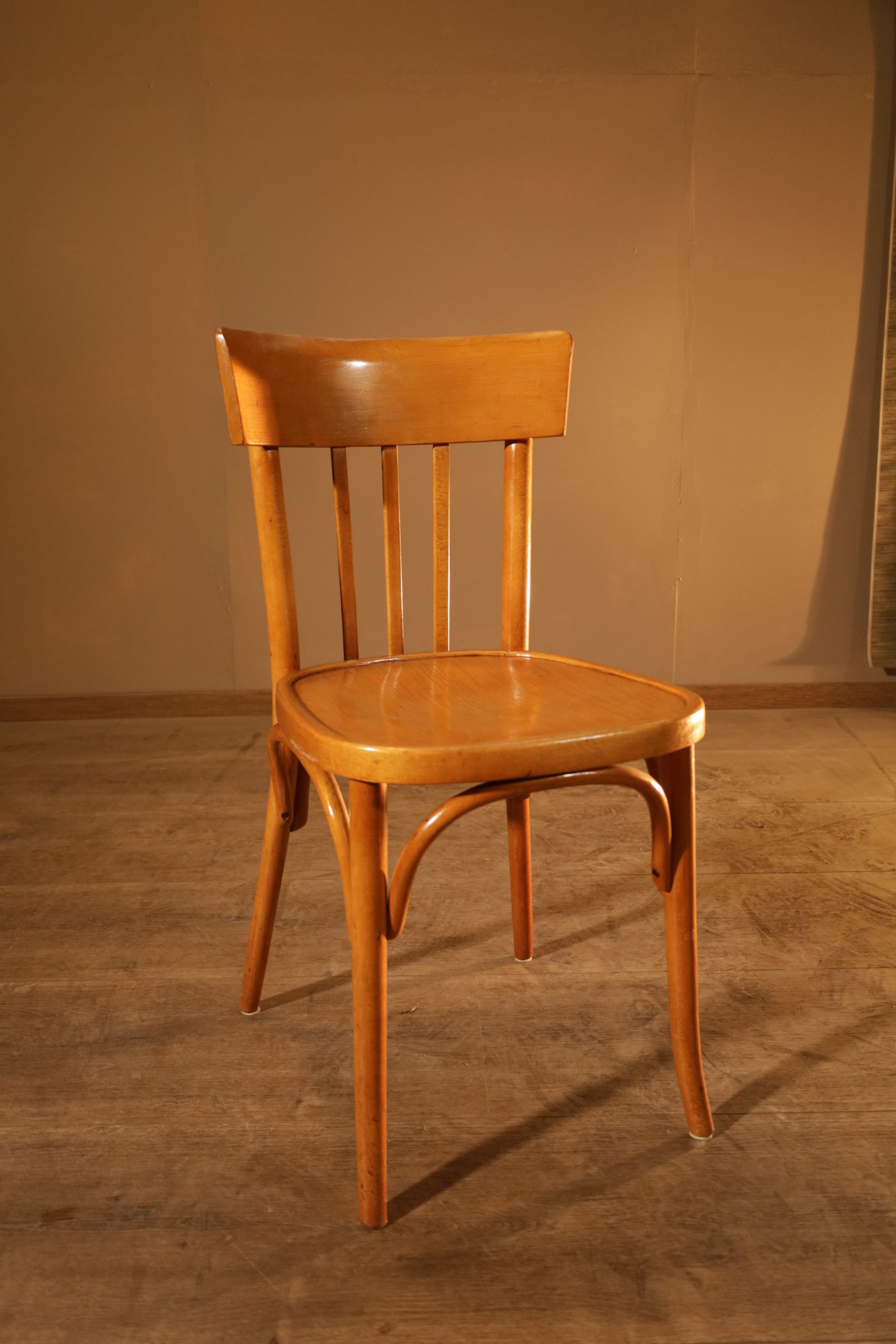 Bistro chair - honey coloured - 50s/60s - 1/6pcs