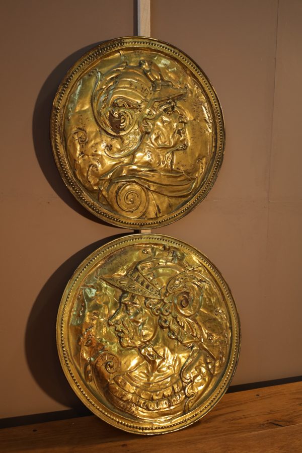 Brass wall plates - Antique depiction of Roman warriors