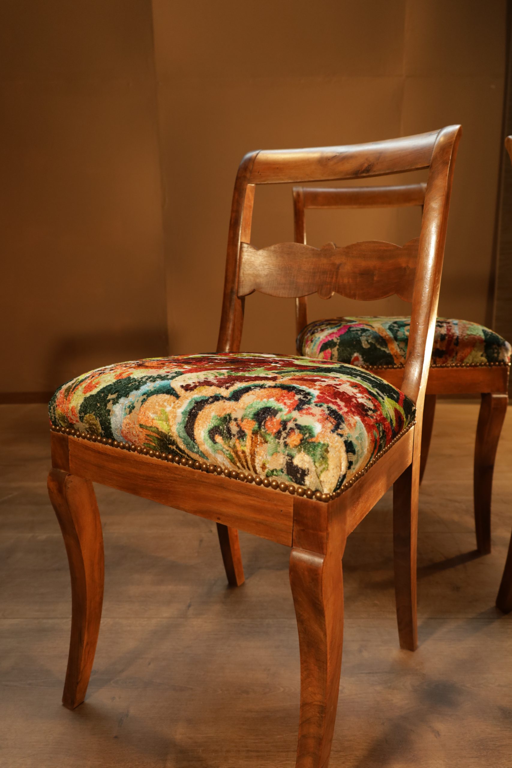 Biedermeier chairs - walnut - restored - 1/4 piece
