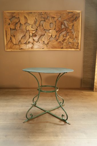 Grüner Jugendstil Gartentisch, rund und lackiert