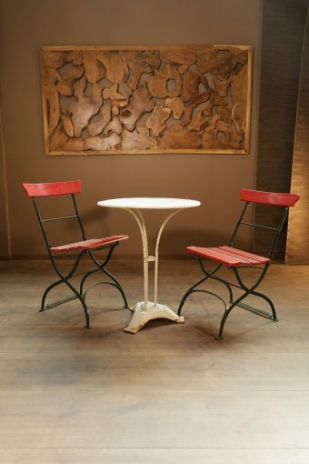 Art Deco Gartentisch rund weiss lackiert