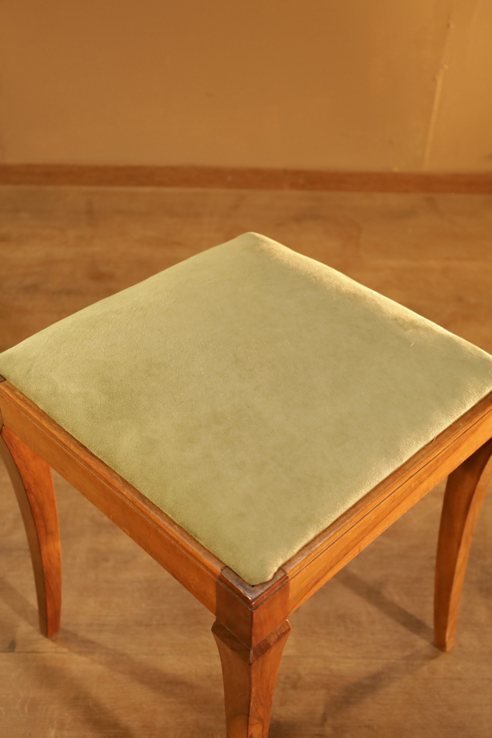 Biedermeier walnut stool - restored and reupholstered
